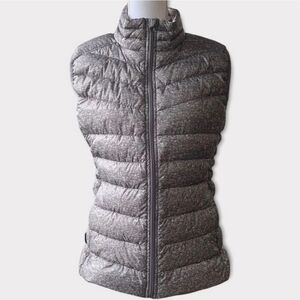 Blanc Noir Grey Down Filled Full Zip Transitional Packable Puffer Vest Coat Sz S